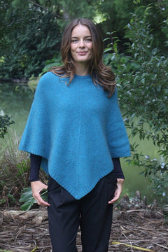 Merino Possum Plain Poncho teal