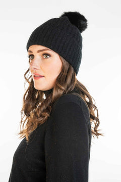 Merino Possum Pom Pom Beanie KO2013 Black