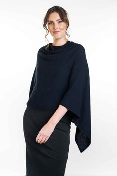 Merino Possum Two Way Poncho KO798 navy