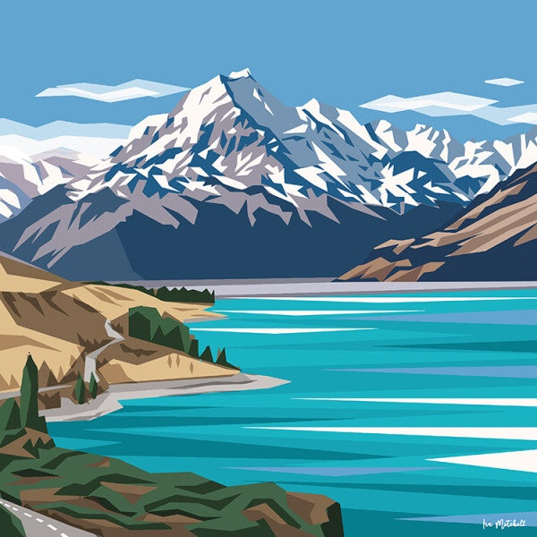 Mattboard Art Print - Mt Cook, Lake Pukaki 2 – gecko in the village