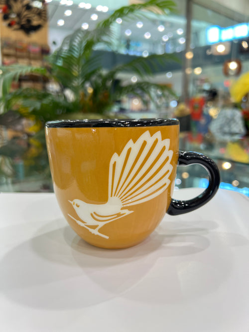 Muted Wheat Yellow Birds Ceramic Mug