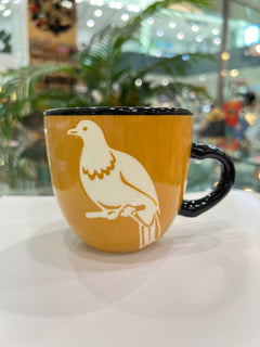 Muted Wheat Yellow Birds Ceramic Mug