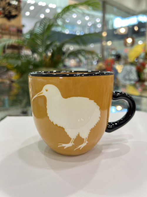 Muted Wheat Yellow Birds Ceramic Mug