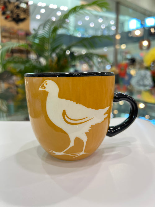 Muted Wheat Yellow Birds Ceramic Mug