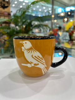 Muted Wheat Yellow Birds Ceramic Mug