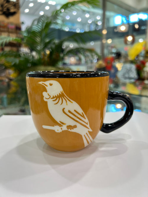 Muted Wheat Yellow Birds Ceramic Mug