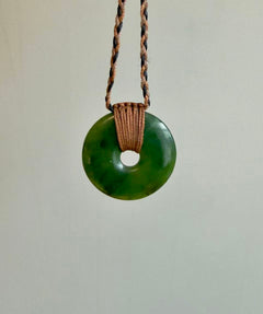 NZ Greenstone Pendant Donut 40mm