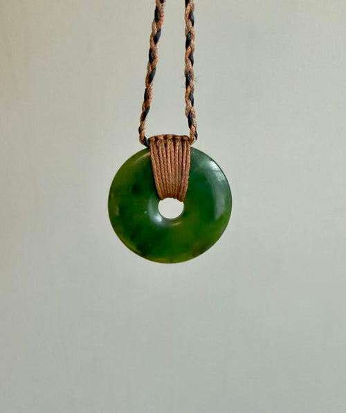 NZ Greenstone Pendant Donut 40mm