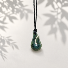 NZ Greenstone Pendant Fish Hook (Hei Matau) 45mm
