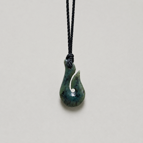 NZ Greenstone Pendant Fish Hook (Hei Matau) 45mm