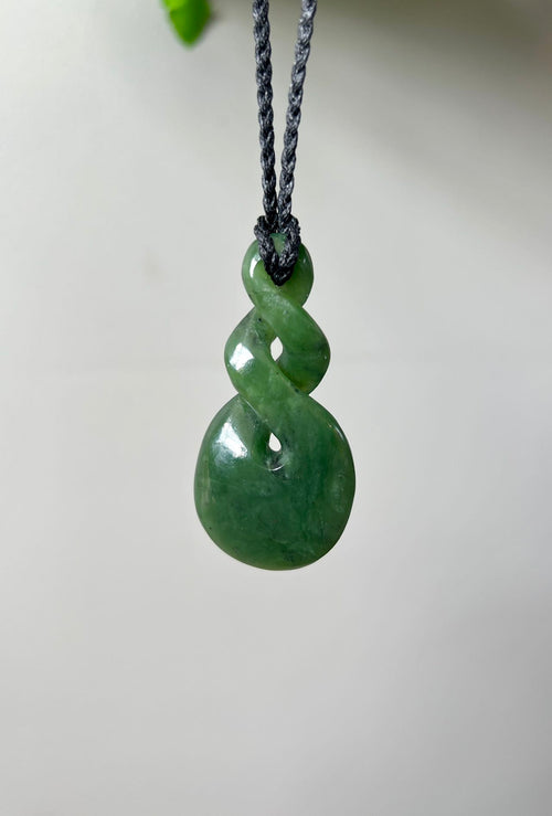NZ Greenstone (Pounamu) Double Twist Pendant – Authentic New Zealand Jade Necklace