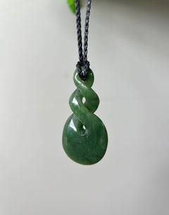 NZ Greenstone (Pounamu) Double Twist Pendant – Authentic New Zealand Jade Necklace