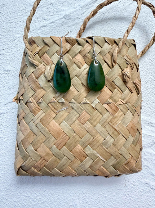 NZ Greenstone / Pounamu Drop Earrings 20mm