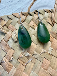 NZ Greenstone / Pounamu Drop Earrings 20mm