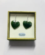NZ Greenstone / Pounamu Heart Earrings