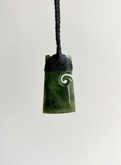 NZ Greenstone (Pounamu) Toki Single Koru Pendant