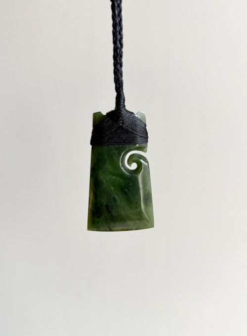 NZ Greenstone (Pounamu) Toki Single Koru Pendant