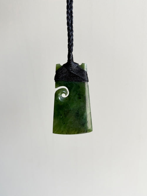 NZ Greenstone (Pounamu) Toki Single Koru Pendant