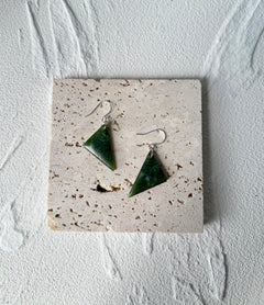 NZ Greenstone / Pounamu Triangle Drop Earrings