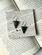 NZ Greenstone / Pounamu Triangle Earrings