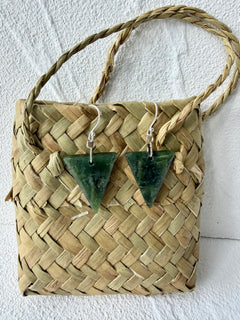 NZ Greenstone / Pounamu Triangle Earrings