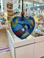 NZ Handcrafted Ceramic Heart M - Tui Detailed