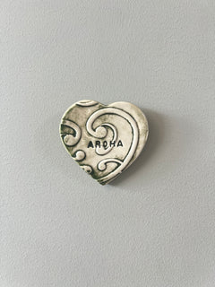 NZ Handmade Kowhaiwhai Ceramic Heart
