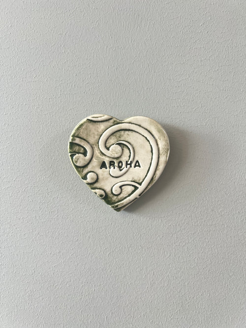 NZ Handmade Kowhaiwhai Ceramic Heart