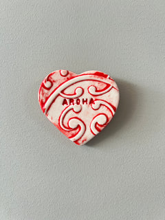 NZ Handmade Kowhaiwhai Ceramic Heart