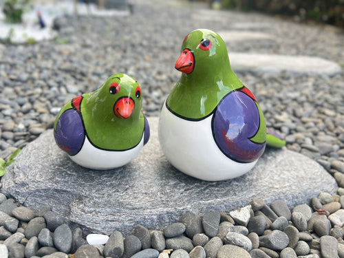 NZ Made Ceramic Bird Ornament - Kereru Koru