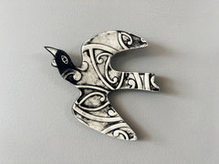NZ Made Ceramic Kowhaiwhai Tui
