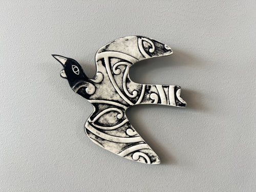 NZ Made Ceramic Kowhaiwhai Tui