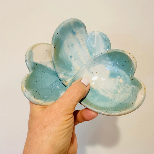 NZ Made Heart Trinket Dish aqua 