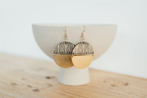 NZ Made Signature Earrings - Kowhaiwhai Symmetry solid brass 