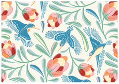 NZ Placemats Set of 4 Melanie Sharpe - Kiwi Forest kingfisher