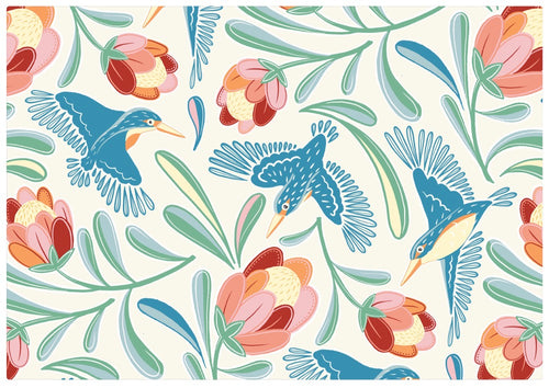 NZ Placemats Set of 4 Melanie Sharpe - Kiwi Forest kingfisher