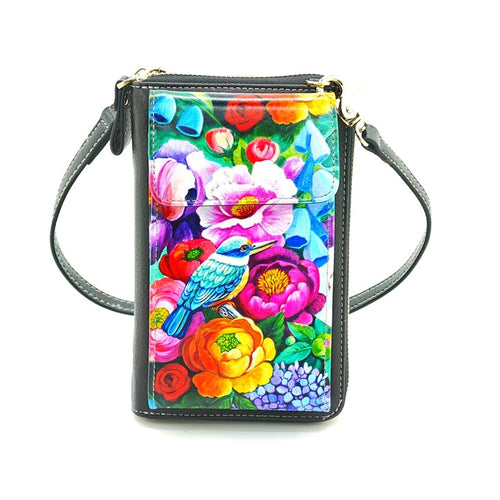 New Cell Phone Bag - Floral Kingfisher - Irina velman