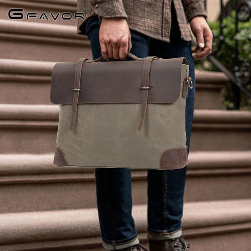 Waterproof Canvas Leather Satchel Bag T5099