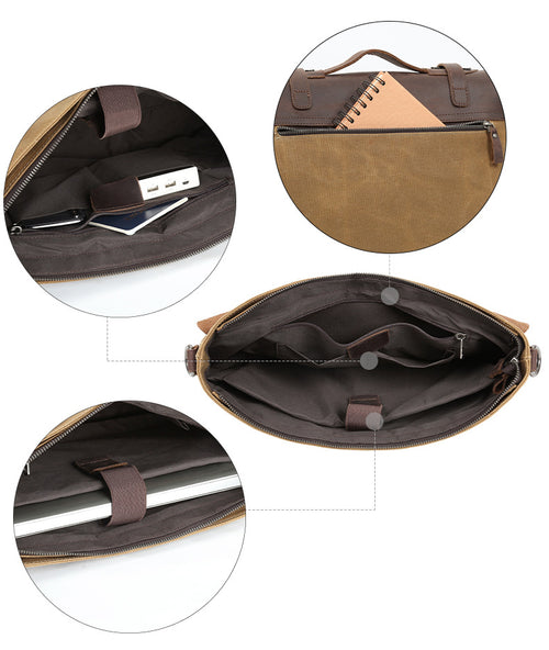 Waterproof Canvas Leather Satchel Bag T5099