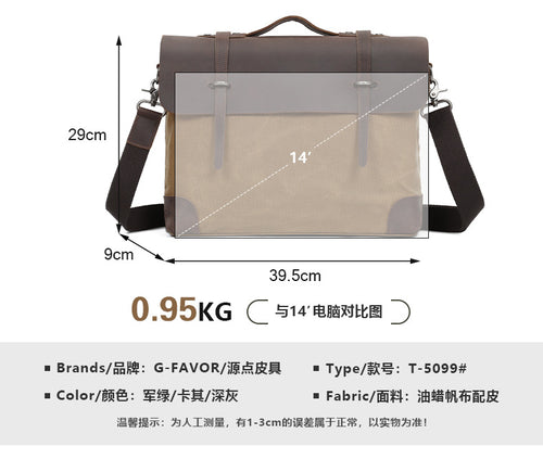 Waterproof Canvas Leather Satchel Bag T5099