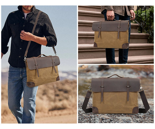 Waterproof Canvas Leather Satchel Bag T5099