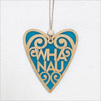 Ornament Heart 15 - Whanau Teal Satin Acrylic