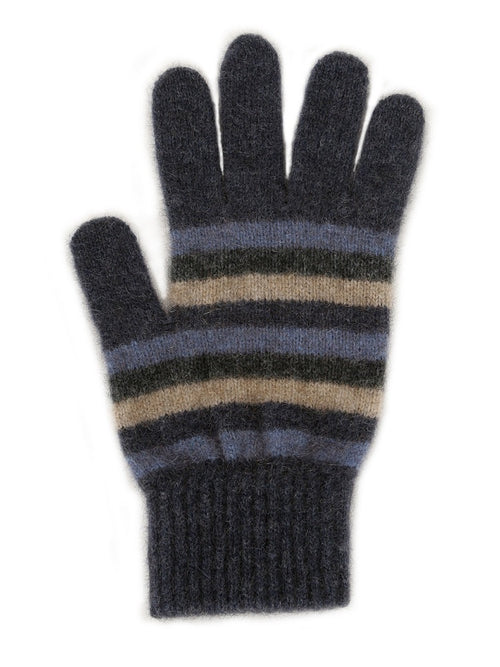 Possum Merino Multi Striped Gloves 9950 denim