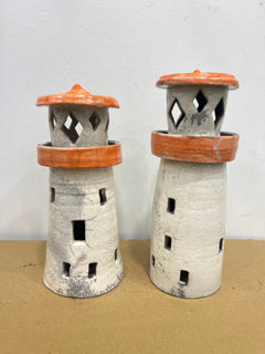 Raku CeramicTealight House - Light House Orange 1