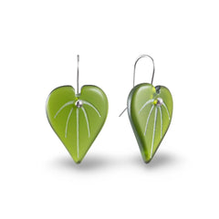 Recycled Glass Kawakawa Leaf Earrings