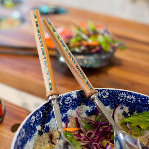 Salad Servers - Paua Rimu