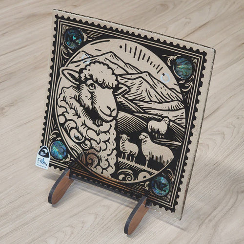 NZ Made Glass Plate - Stamp Range - Sheep