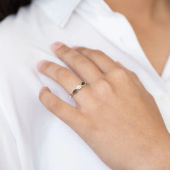 Nick Von K - Pounamu and Cubic Zirconia Blossom ring in Sterling Silver (size Q)