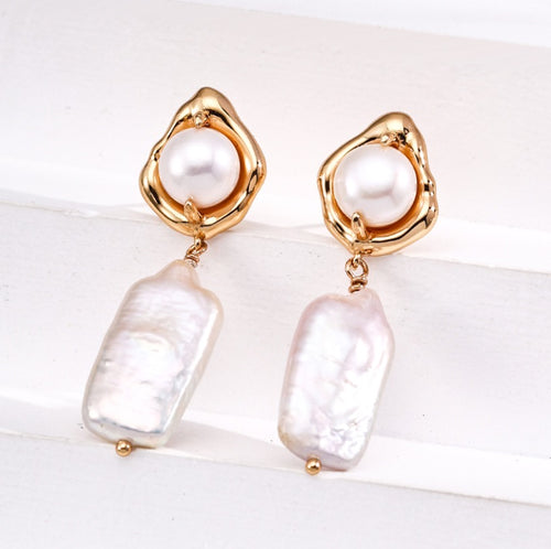 Sterling Silver Baroque Pearl Earrings