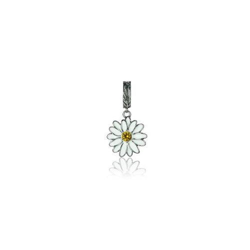 Sterling Silver Charm - White Daisy Pendant Charm (Cherished)